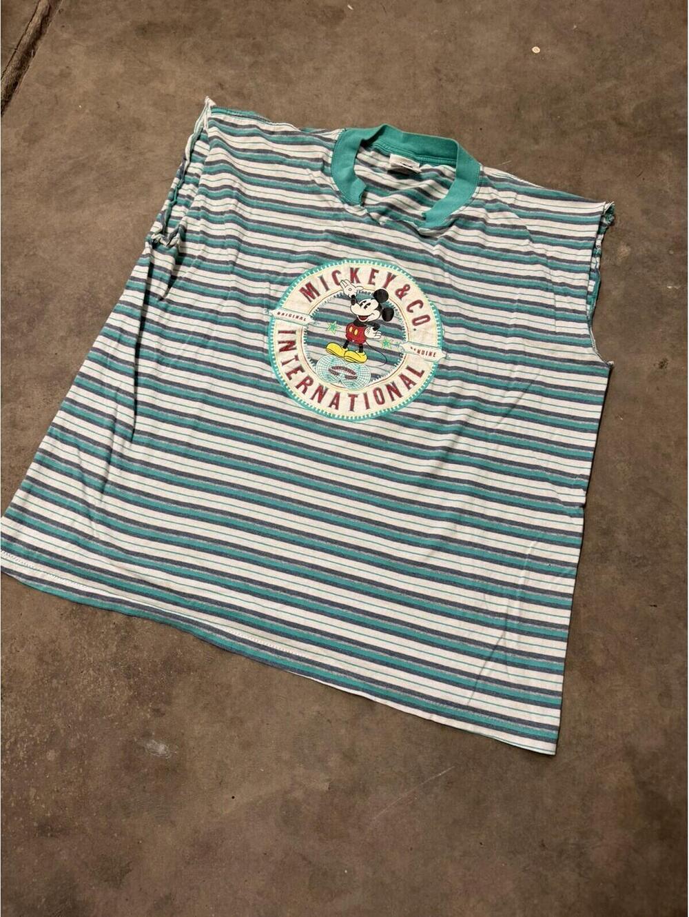 Vintage 90s Mickey & Co Striped Muscle Shirt Disney OSFA